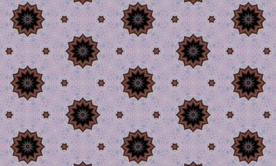 Brown lilac hexagon pattern with flower motifs
