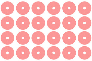 Vector Illustration: 24 Circle Shape Mini Colored Rings Repetition Template, Minimalist Geometric Texture Radial Loop Hoop Digital Art - 70s Retro Style