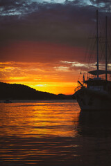 Fototapeta premium sunset near a old ship