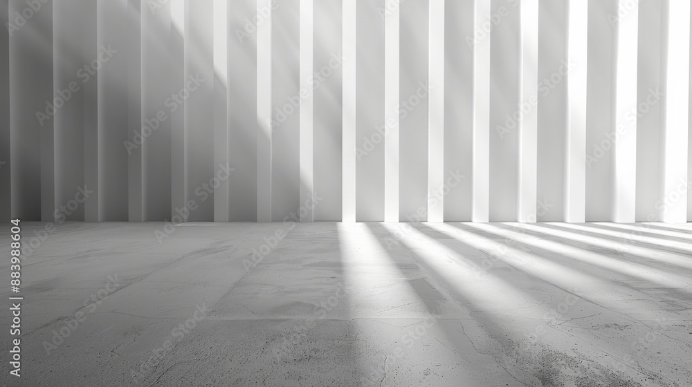 Poster sunlight creates dramatic light and shadow on floor columns