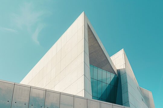 Elegant and abstract modern building exterior against blue sky