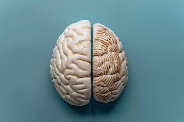 
Half of the brain and fingerprint view from above. The concept of identity, unique data.