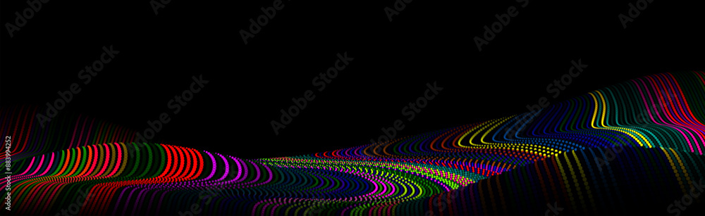 Poster wave pattern vector. 3d glowing abstract digital particles background. technology concept. abstract 