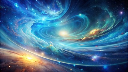 Fototapeta premium Vibrant celestial expanse of swirling iridescent blues, evoking serenity and mystery, with subtle gradient shifts and delicate wispy textures.