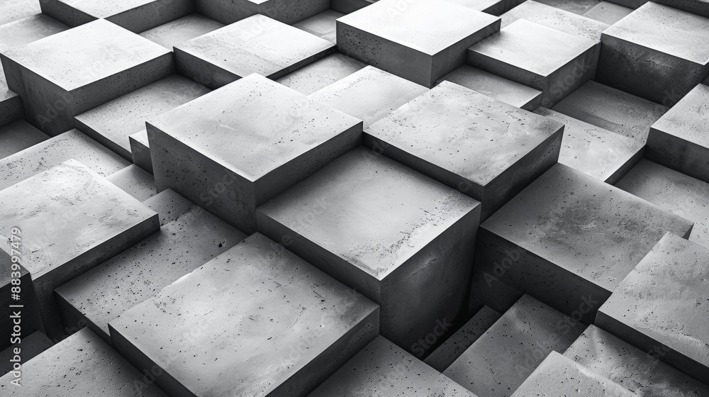 Poster a field of gray concrete cubes creates a mesmerizing geometric pattern