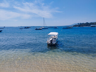 Beautiful ocean beach and boat
