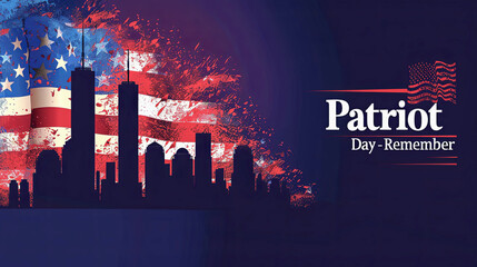 An illustration of the New York City skyline with the Twin Towers and the American flag, with the text "Patriot Day - Remember", commemorating September 11.