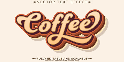 Coffee text effect, editable bean and brown text style