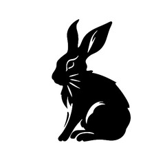 rabbit vector Silhouette isolated on white background. Vector illustration