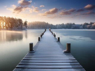 Obraz premium Jetty over a lake