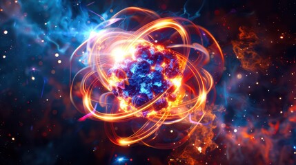The process of nuclear fusion in which two light nuclei fuse to form a heavy nucleus and release an enormous amount of energy. Perfect for illustrating articles about the future of energy