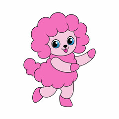 baby Poodle dancing a clean, white background.