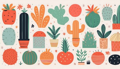 Collection of Diverse Cactus and Succulents
