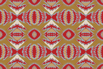 Abstract ikat ethnic seamless pattern design. Aztec fabric carpet mandala ornament chevron textile decoration wallpaper. Tribal turkey African Indian