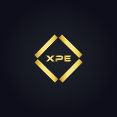 XPE logo. X P E design. White XPE letter. XPE, X P E letter logo design. X P E letter logo design in GOLD, GOLDEN LOGO, THREE, style. letter logo set in one artboard. X P E letter logo vector design.