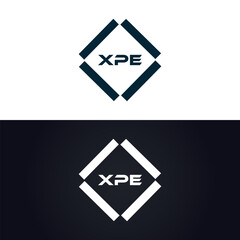Obraz premium XPE logo. X P E design. White XPE letter. XPE, X P E letter logo design. X P E letter logo design in GOLD, GOLDEN LOGO, THREE, style. letter logo set in one artboard. X P E letter logo vector design.
