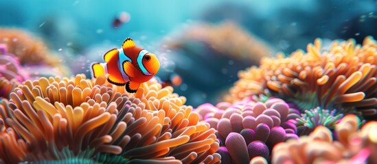 Clownfish and Sea Anemones in a Vibrant Coral Reef