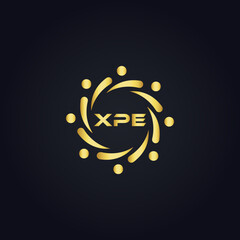XPE logo. X P E design. White XPE letter. XPE, X P E letter logo design. X P E letter logo design in GOLD, GOLDEN LOGO, THREE, style. letter logo set in one artboard. X P E letter logo vector design.