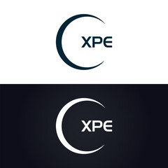 XPE logo. X P E design. White XPE letter. XPE, X P E letter logo design. X P E letter logo design in GOLD, GOLDEN LOGO, THREE, style. letter logo set in one artboard. X P E letter logo vector design.