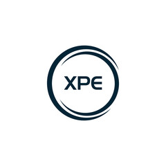 Obraz premium XPE logo. X P E design. White XPE letter. XPE, X P E letter logo design. X P E letter logo design in GOLD, GOLDEN LOGO, THREE, style. letter logo set in one artboard. X P E leator Artwork