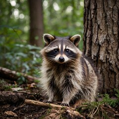 Obraz premium raccoon on a tree