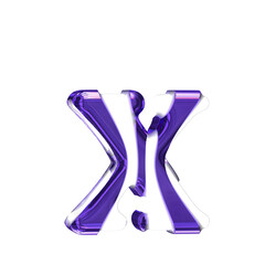 White symbol with purple thick straps. letter x