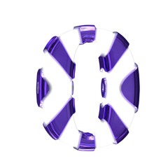 White symbol with purple thick straps. number 0