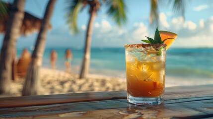 Tropical paradise embodied in a refreshing beach cocktail