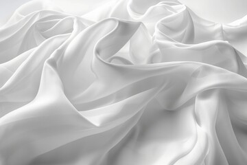 Obraz premium Monochrome white abstract pattern, tissue waves background. Generative AI