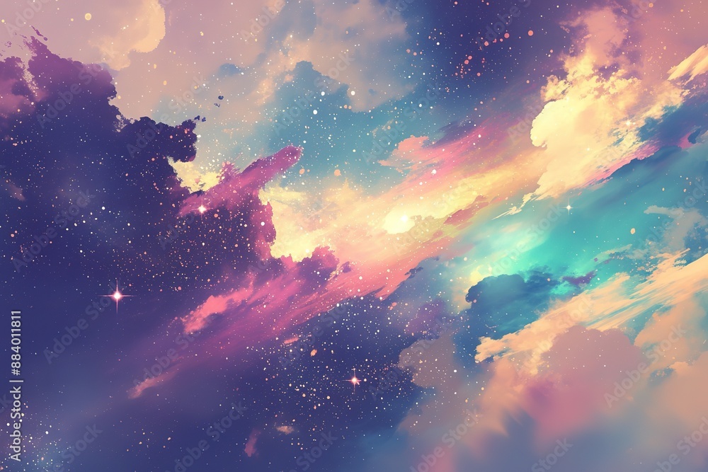 Wall mural incredible abstract background of a colorful space galaxy cloud nebula. starry night cosmos. univers