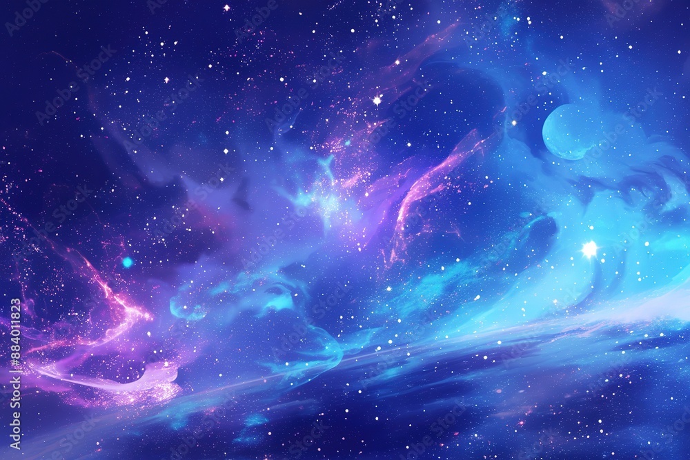 Wall mural incredible abstract background of a colorful space galaxy cloud nebula. starry night cosmos. univers