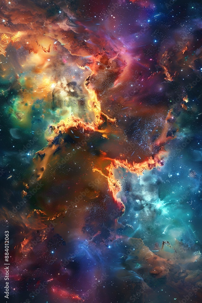 Wall mural incredible abstract background of a colorful space galaxy cloud nebula. starry night cosmos. univers