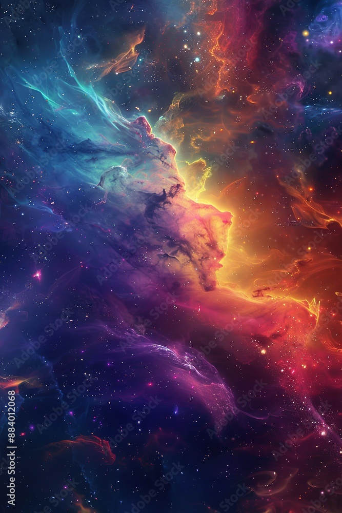Wall mural incredible abstract background of a colorful space galaxy cloud nebula. starry night cosmos. univers