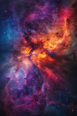 Incredible abstract background of a colorful space galaxy cloud nebula. Starry night cosmos. Universe science astronomy. Supernova wallpaper