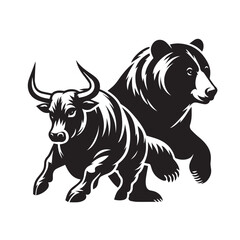  bull and bear silhouette ,bull and bear silhouette image ,bull and bear silhouette logo ,bull and bear silhouette vector