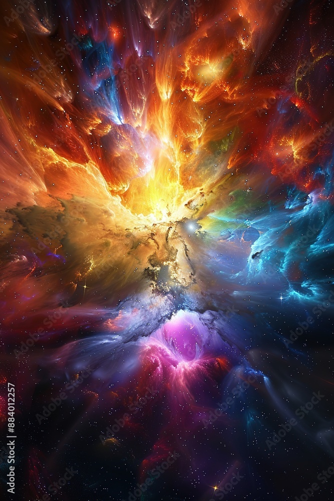 Wall mural incredible abstract background of a colorful space galaxy cloud nebula. starry night cosmos. univers