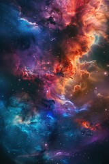 Fototapeta premium Incredible abstract background of a colorful space galaxy cloud nebula. Starry night cosmos. Universe science astronomy. Supernova wallpaper