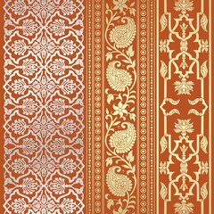 wedding card design, traditional paisley floral pattern , royal India	