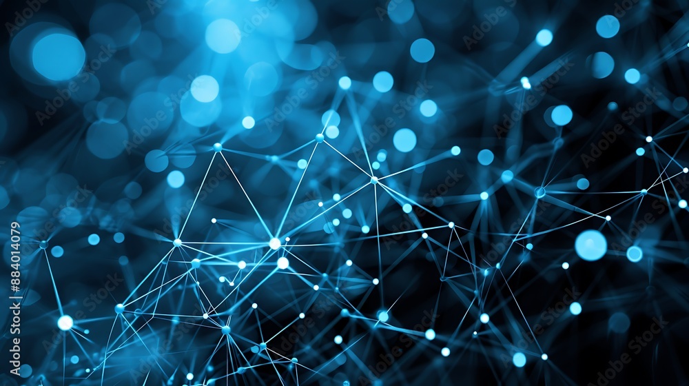 Poster complex web of interconnected points representing the vastness and interconnectedness of the digital