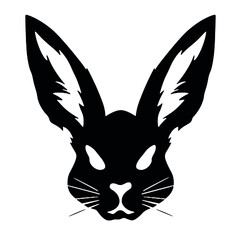 Black  silhouette of a rabbit isolated on white background.