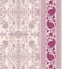 wedding card design, traditional paisley floral pattern , royal India	