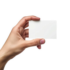 Hand holding business card isolated on transparent background



