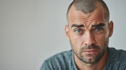 Portrait of a man with a neutral expression on his face