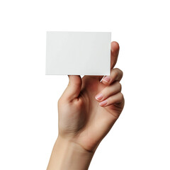 Fototapeta premium Hand holding business card isolated on transparent background