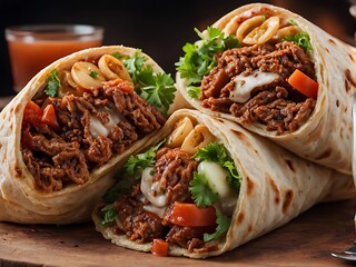 Close-up of Delicious Mexican-Style Burritos