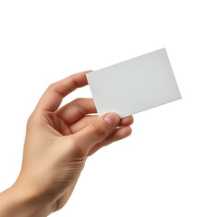 Obraz premium Hand holding business card isolated on transparent background