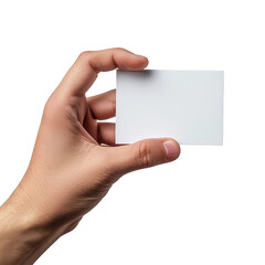 Obraz premium Hand holding business card isolated on transparent background