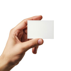 Hand holding business card isolated on transparent background



