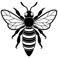 Honey Bee silhouettes and icons. Black flat color simple elegant white background Manatee animal vector and illustration.