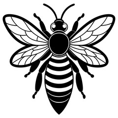 Honey Bee silhouettes and icons. Black flat color simple elegant white background Manatee animal vector and illustration.